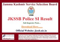 JKSSB Police SI Result