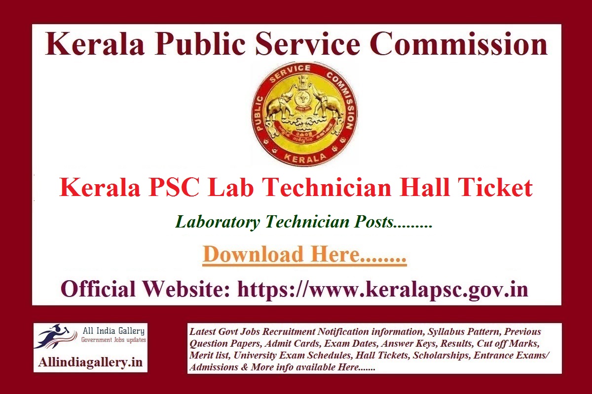 Kerala PSC Lab Technician Hall Ticket