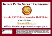 Kerala PSC Police Constable Hall Ticket