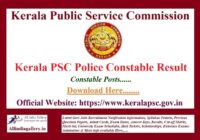 Kerala PSC Police Constable Result