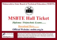 MSBTE Hall Ticket