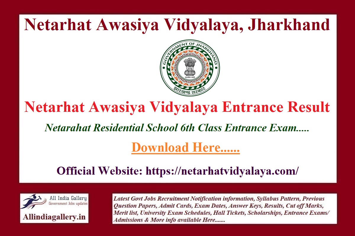 Netarhat Awasiya Vidyalaya Entrance Result