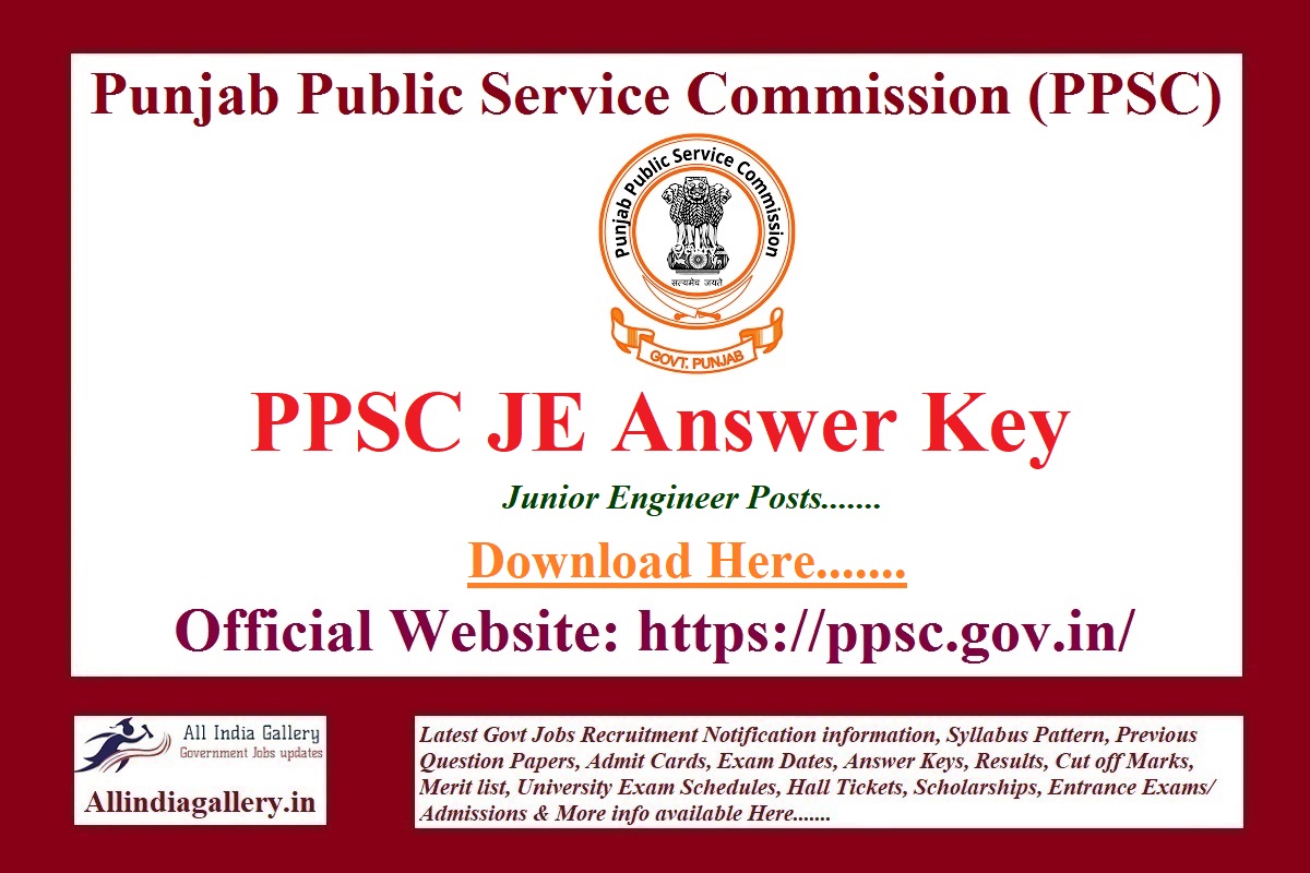 PPSC JE Answer Key