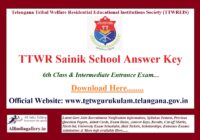 TTWR Sainik School Answer Key