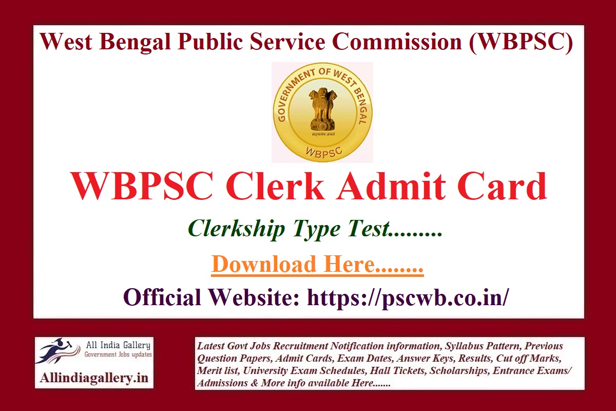 WBPSC Clerkship Type Test Admit Card