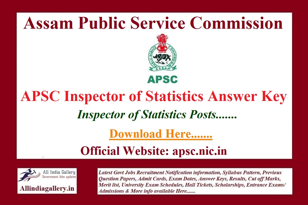 APSC Inspector of Statistics Answer Key