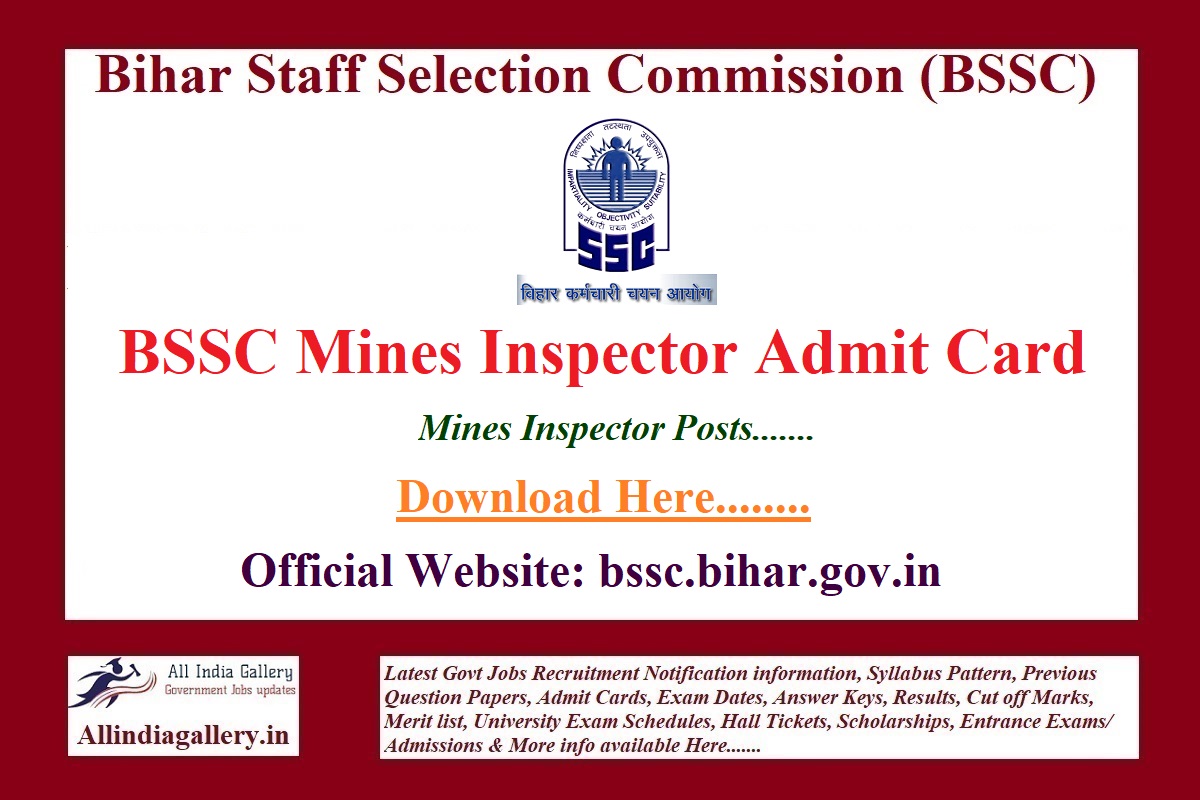 BSSC Mines Inspector Admit Card