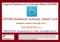 GPSSB Statistical Assistant Admit Card
