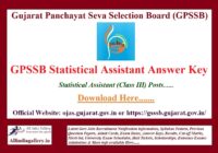GPSSB Statistical Assistant Answer Key