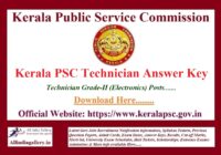 Kerala PSC Technician Answer Key