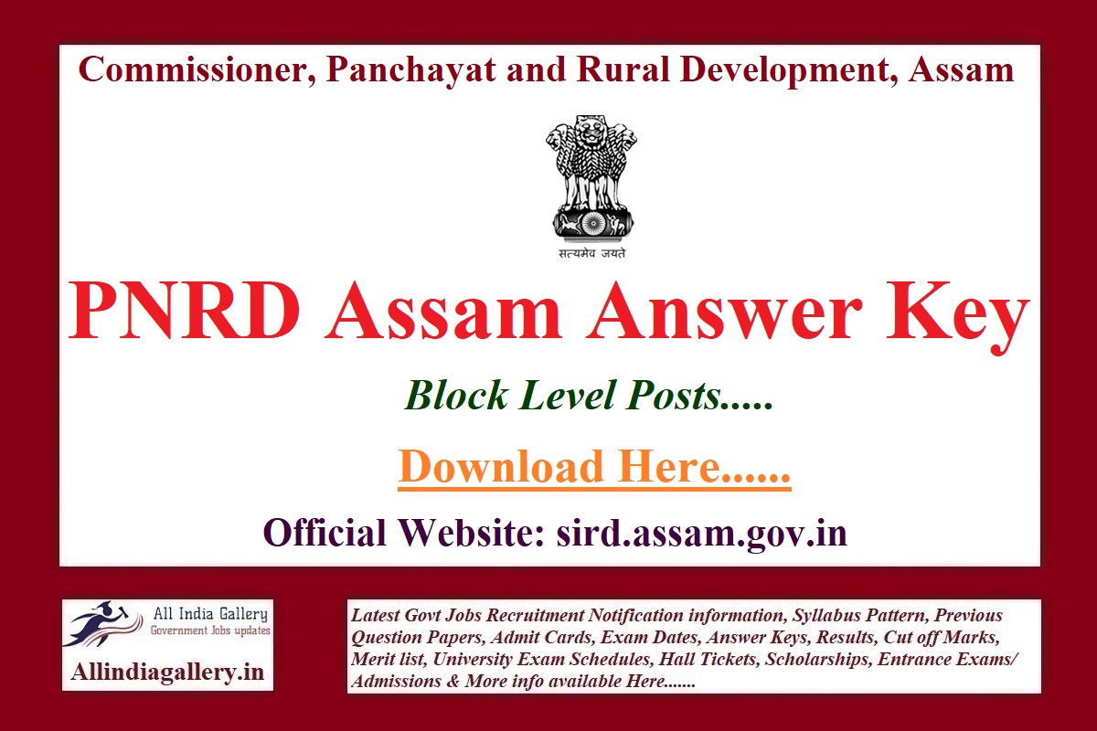 PNRD Assam Block Level Answer Key