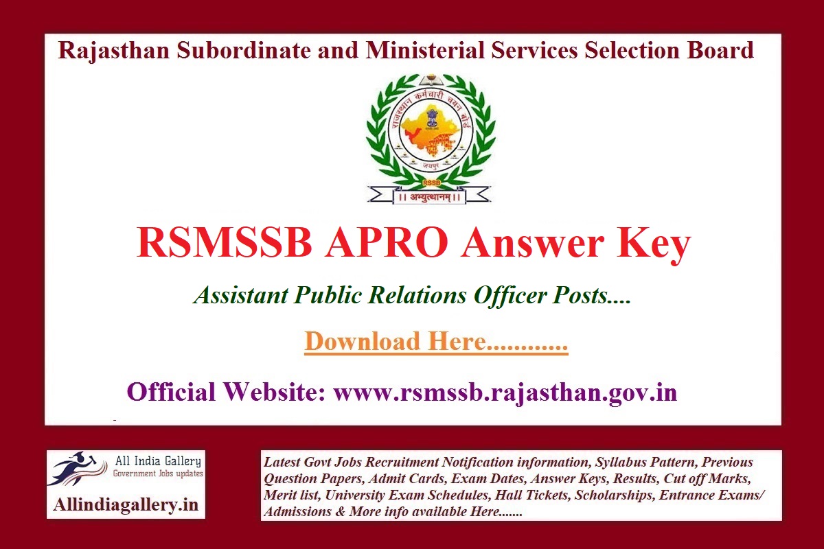 RSMSSB APRO Answer Key