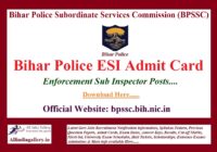 Bihar Police ESI Admit Card
