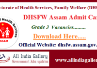 DHSFW Assam Grade 3 Admit Card