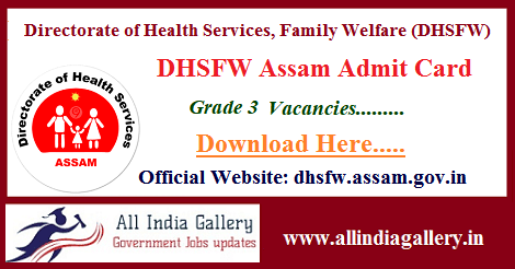 DHSFW Assam Grade 3 Admit Card