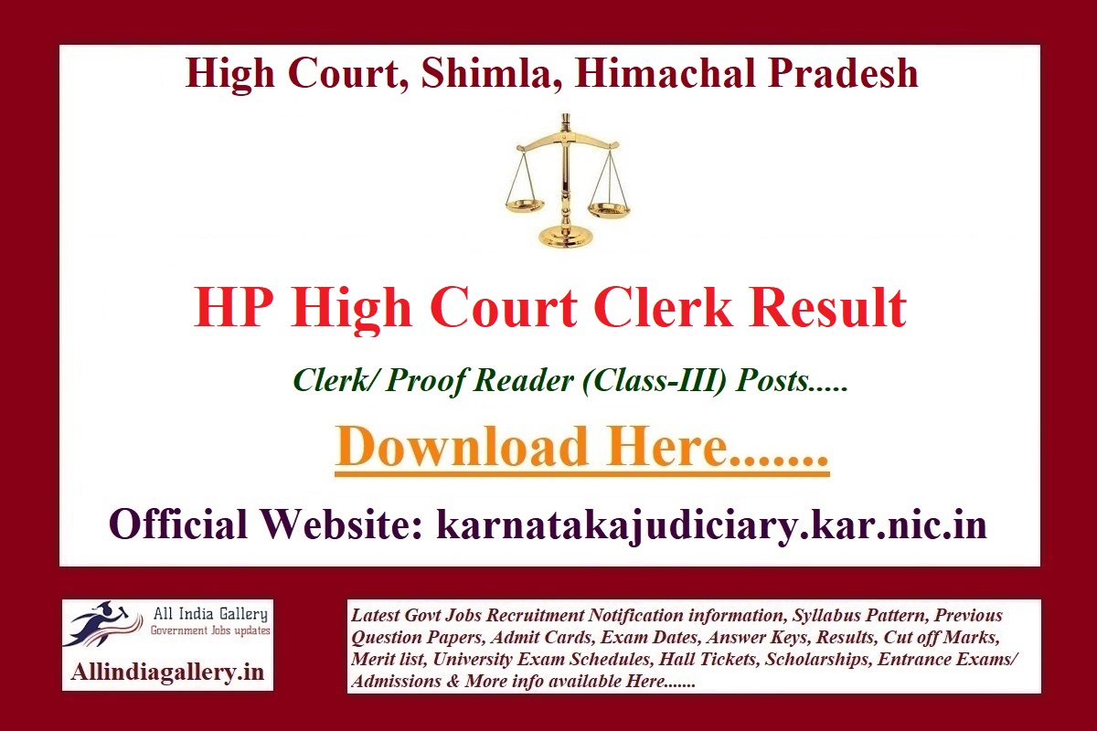 HP High Court Clerk Result