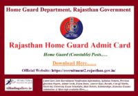 Rajasthan Home Guard Constable Admit Card