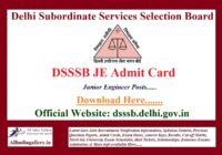 DSSSB JE Admit Card