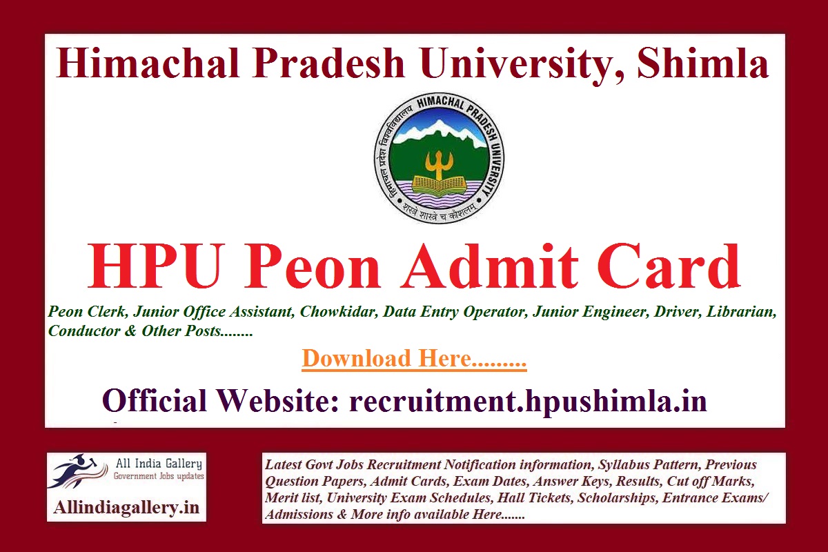 HPU Peon Admit Card