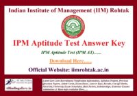 IPM Aptitude Test Answer Key