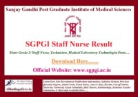SGPGI Staff Nurse Result