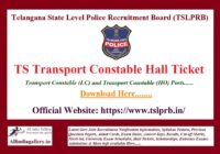 TS Transport Constable Hall Ticket