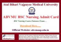 ABVMU BSC Nursing Admit Card