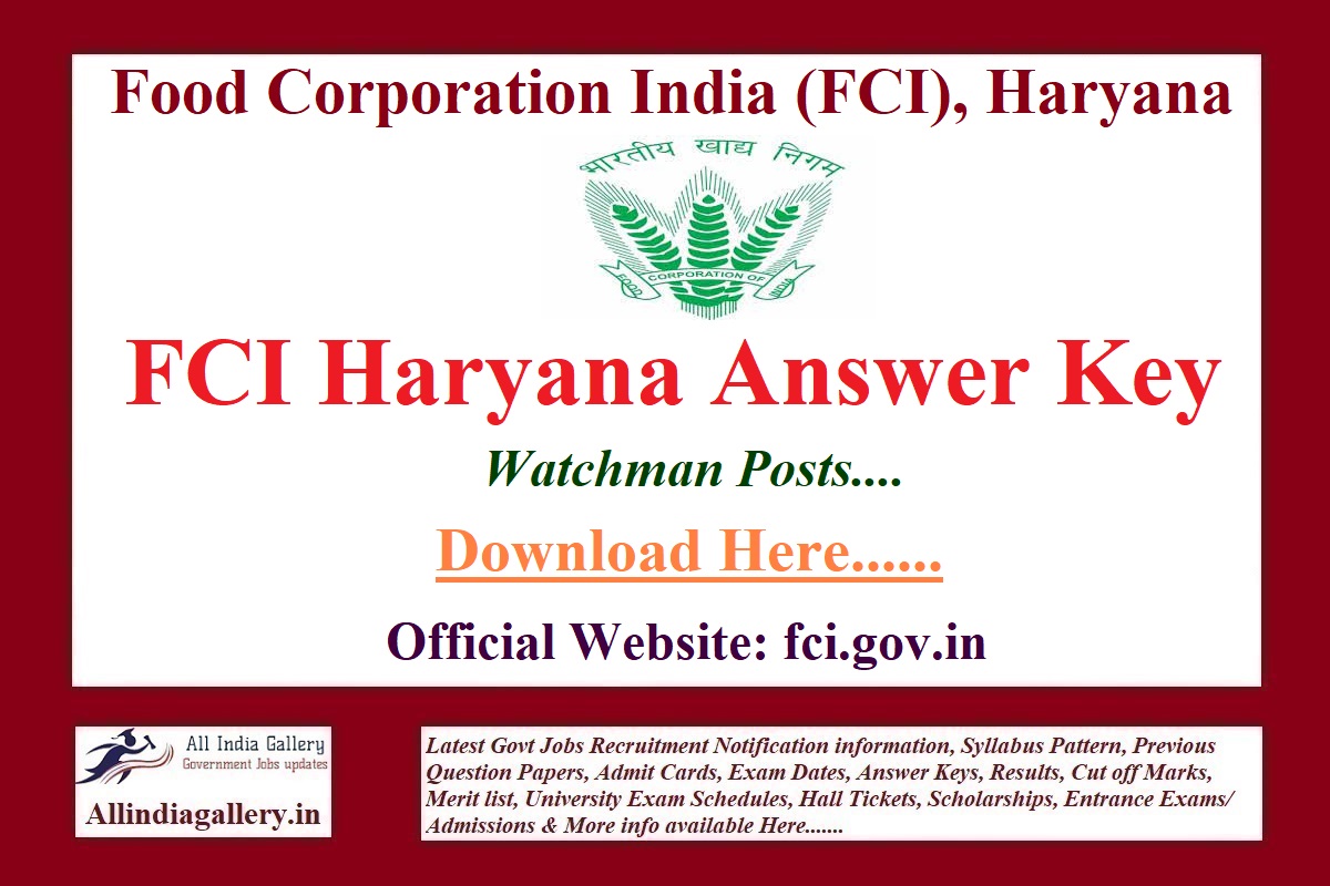 FCI Haryana Watchman Answer Key