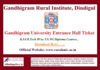 Gandhigram University Entrance Hall Ticket