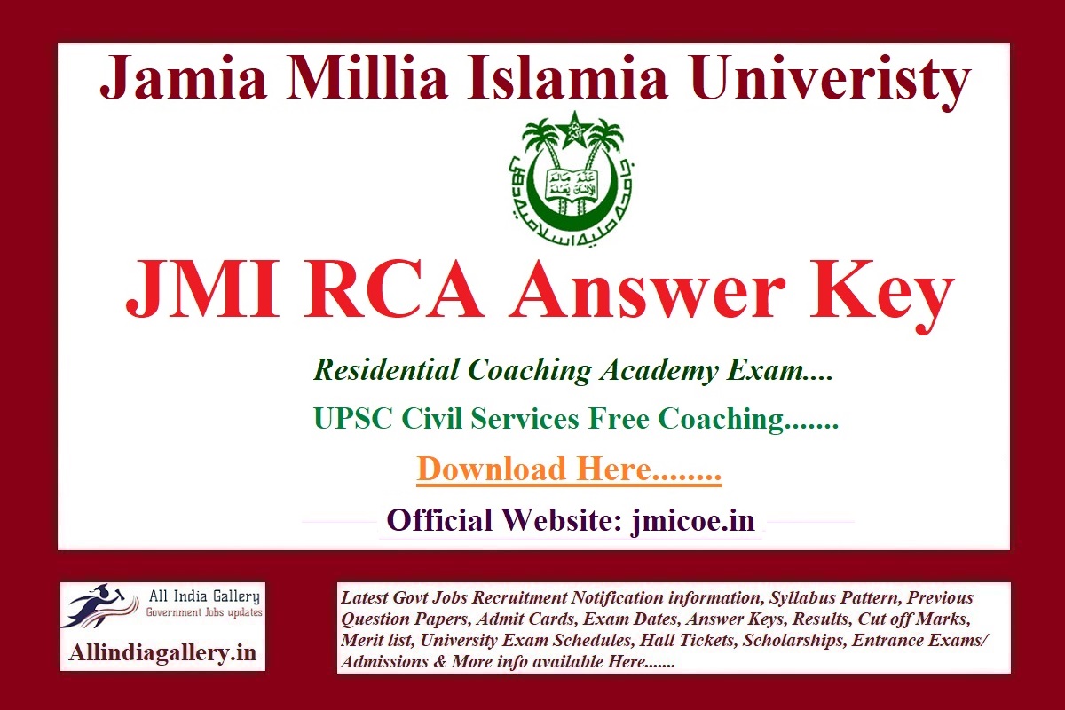 Jamia RCA Answer Key
