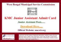 KMC Junior Assistant Admit Card