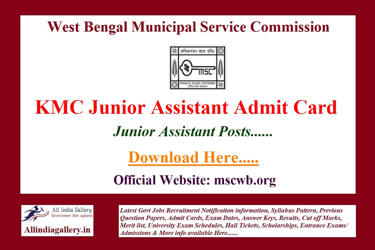 KMC Junior Assistant Admit Card
