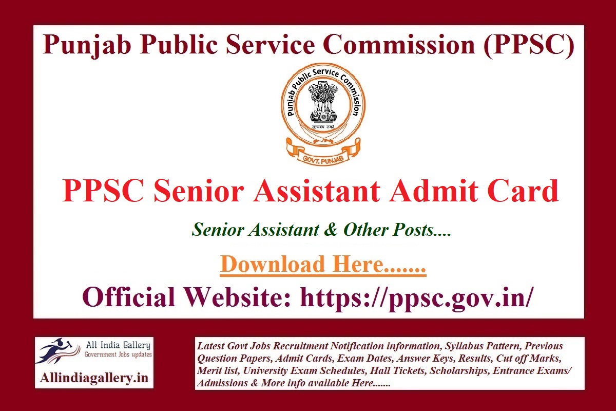 PPSC Senior Assistant Admit Card