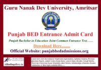 Punjab BED Entrance Admit Card