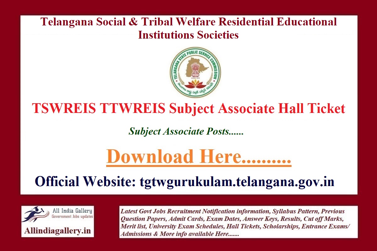 TSWREIS TTWREIS Subject Associate Hall Ticket