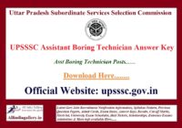 UPSSSC Assistant Boring Technician Answer Key