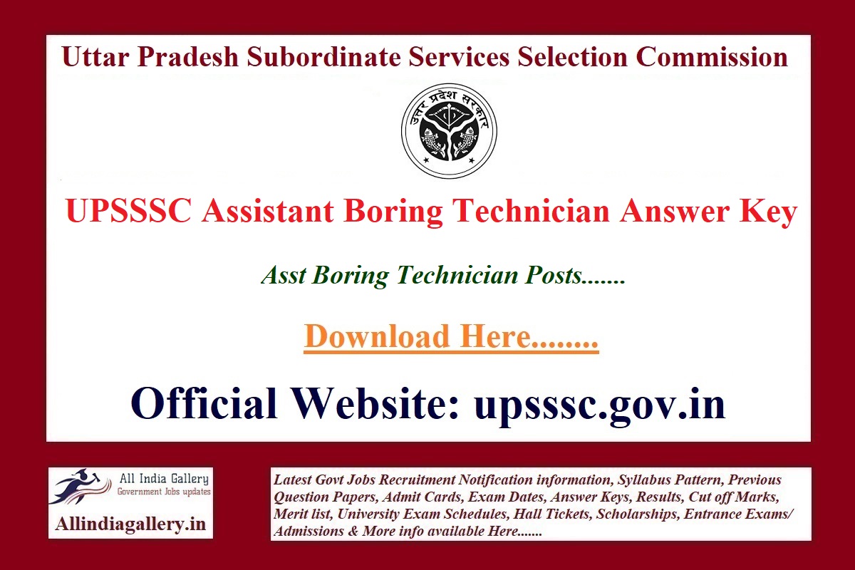 UPSSSC Assistant Boring Technician Answer Key