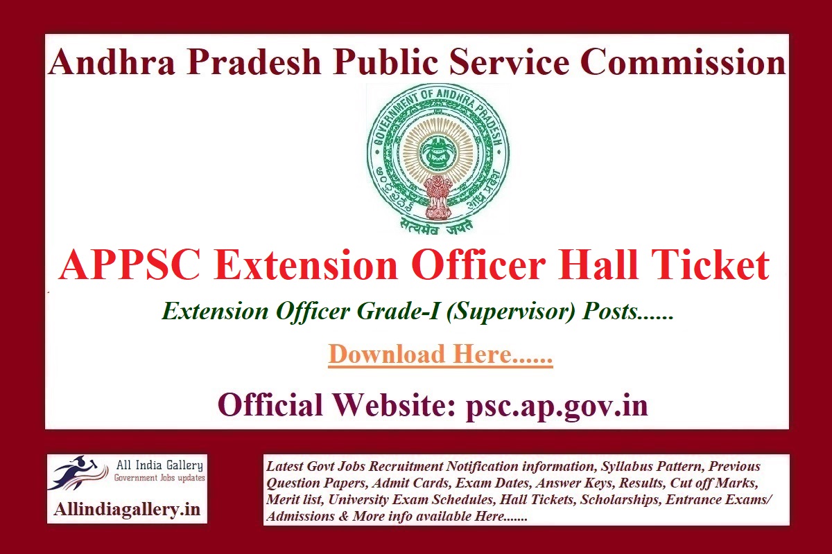 APPSC Extension Officer Hall Ticket