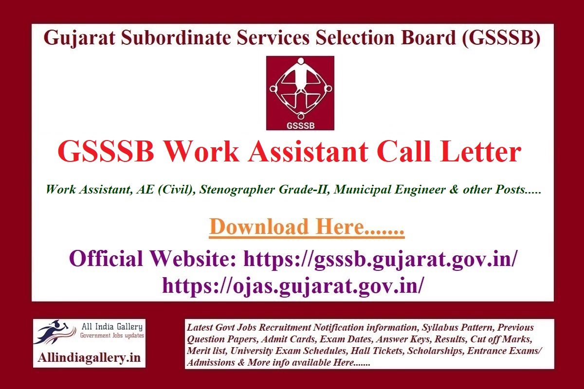 GSSSB Work Assistant Call Letter