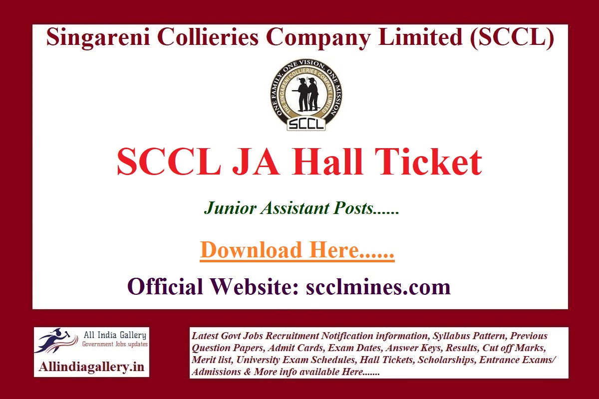 SCCL Junior Assistant Hall Ticket