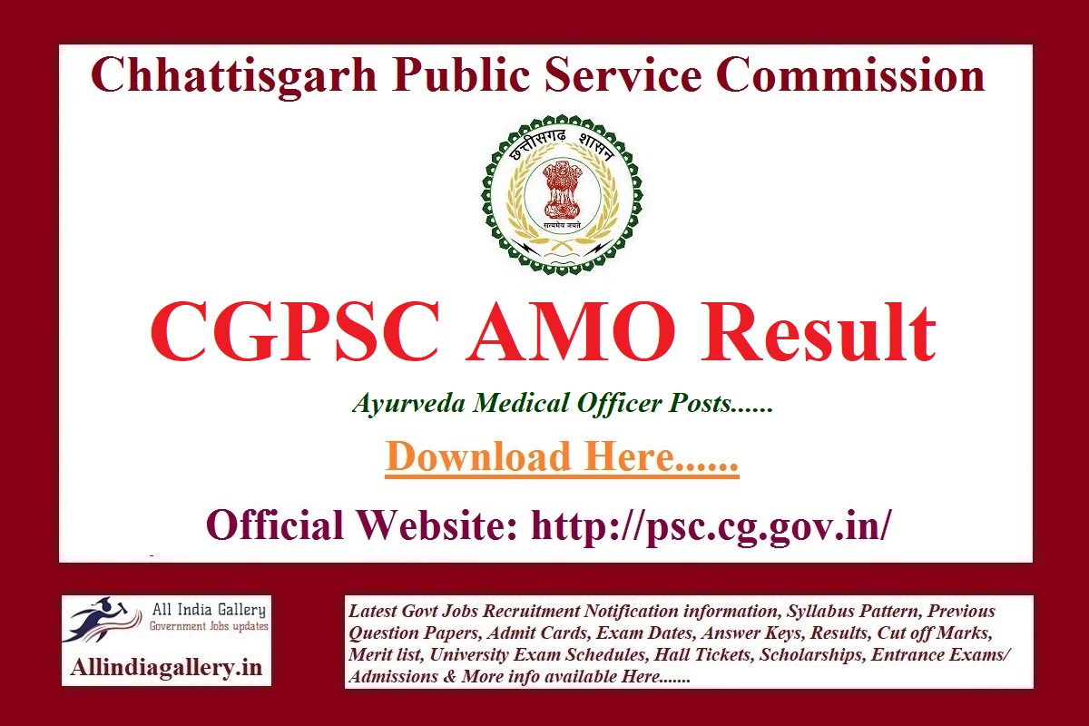 CGPSC Ayurveda Medical Officer Result