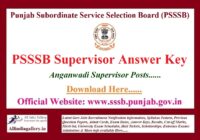 PSSSB Supervisor Answer Key