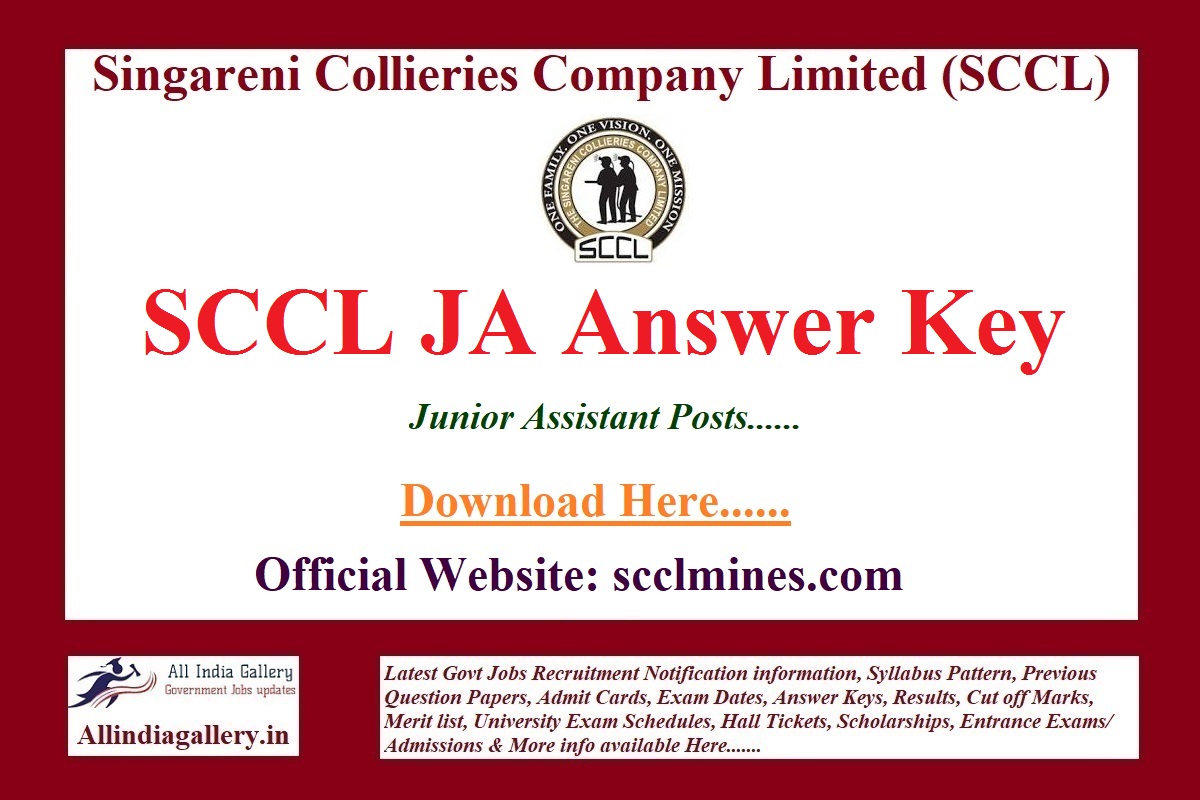 SCCL Junior Assistant Answer Key