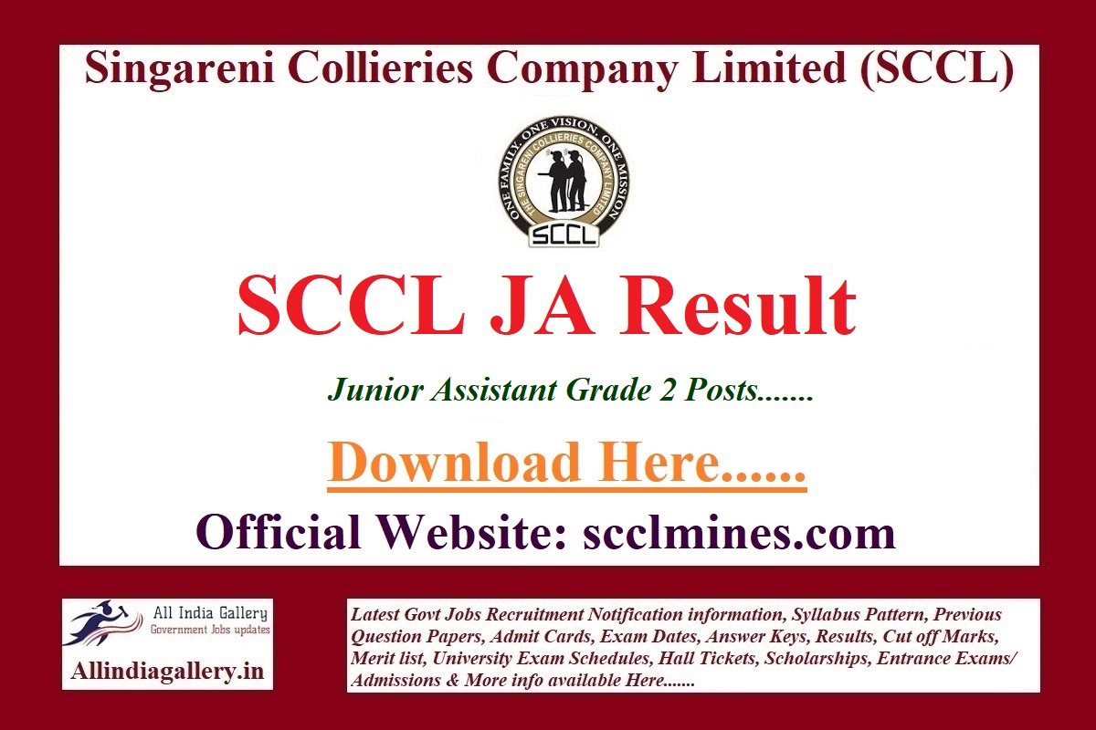 SCCL Junior Assistant Result