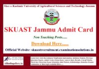 SKUAST Jammu Non Teaching Admit Card