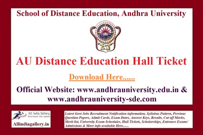 AU Distance Education Hall Ticket