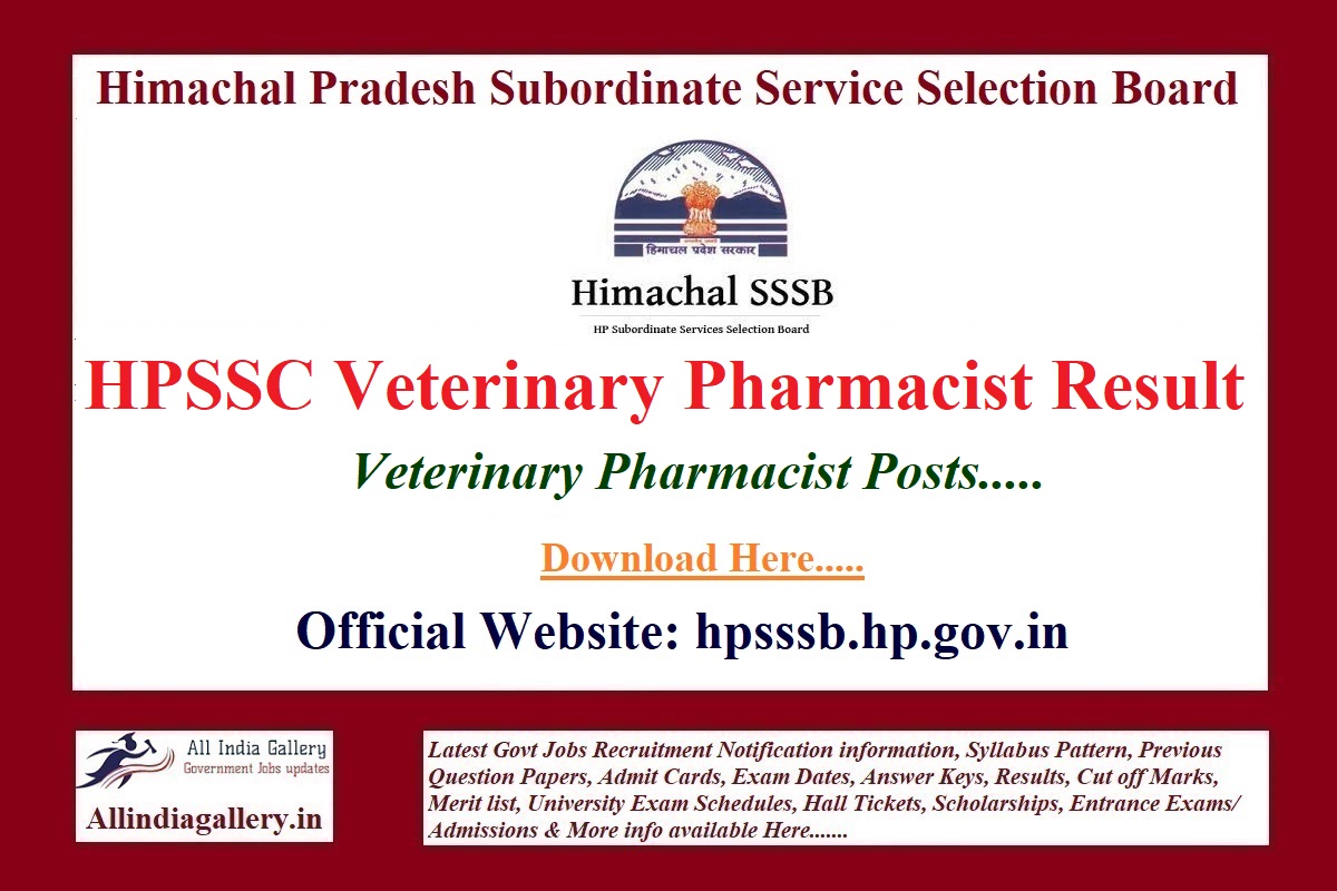 HPSSC Veterinary Pharmacist Result