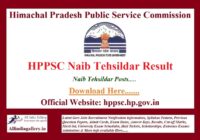 HPPSC Naib Tehsildar Result