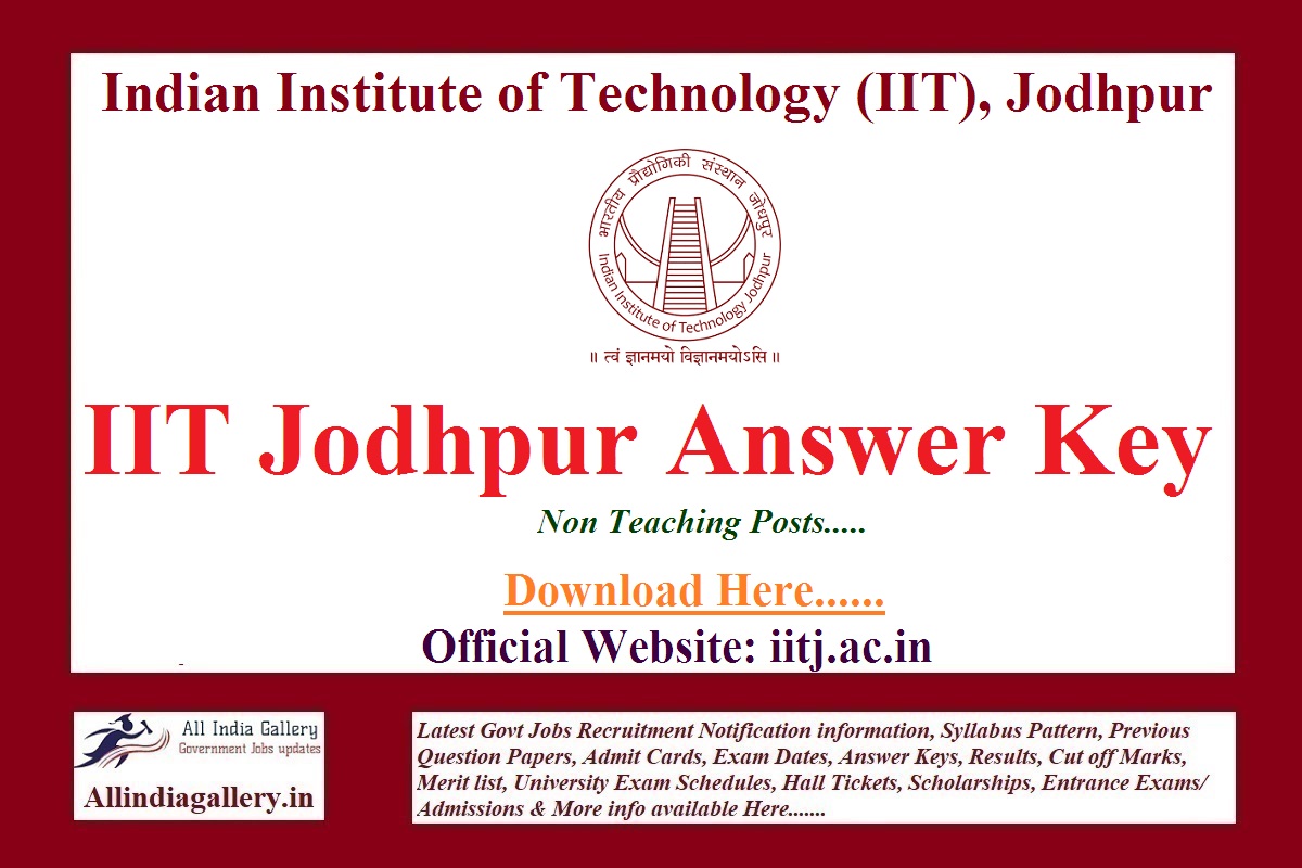 IIT Jodhpur Non Teaching Answer Key