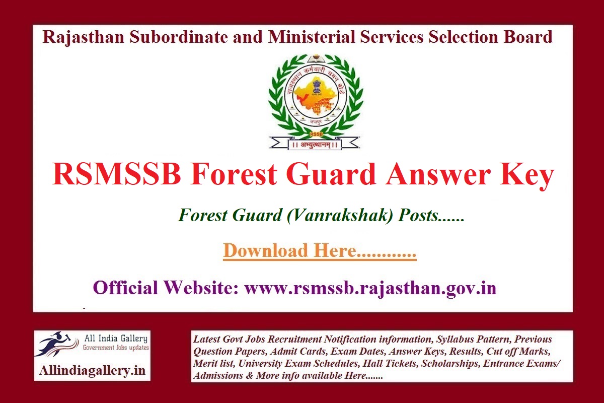 RSMSSB Forest Guard Answer Key